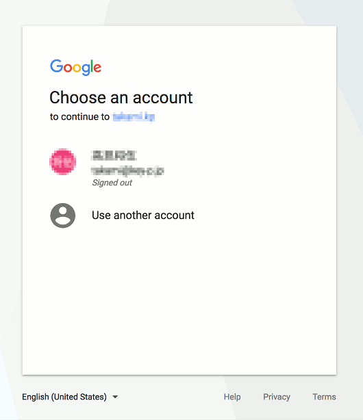 Google account selection screen