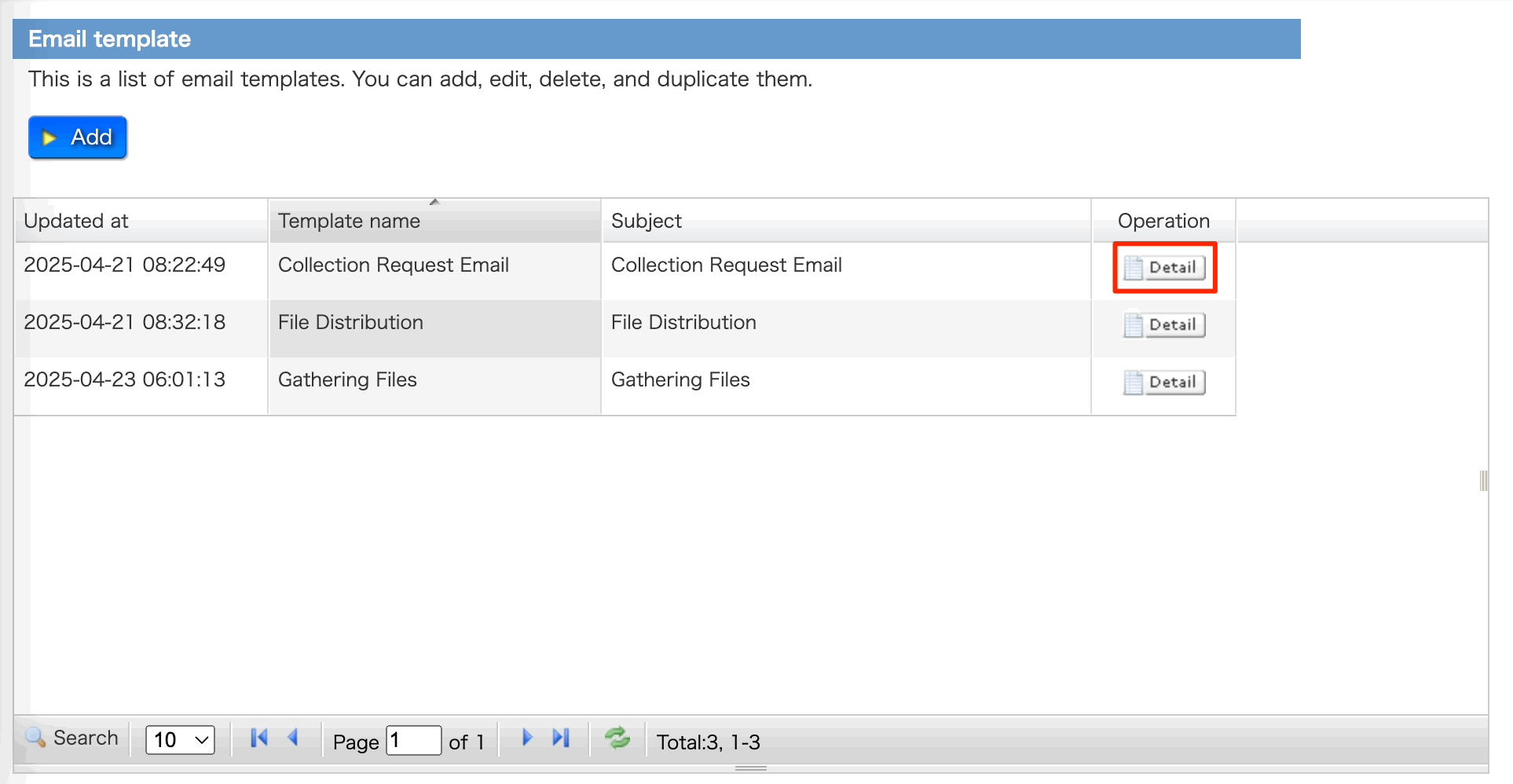 Email template