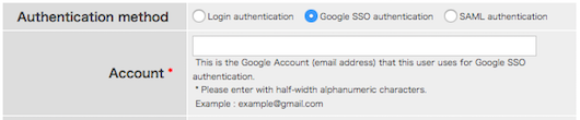 add user:Authentication method:SSO